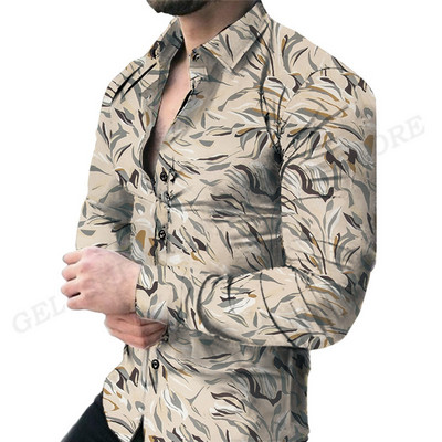 Havajske košulje Harajuku Muška modna košulja dugih rukava Bluza za plažu Muška odjeća Bluze za zanimanje Cvjetne majice na rukavima Ulična odjeća