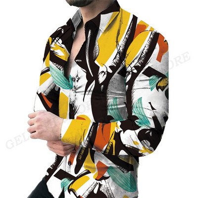 Havajske košulje Harajuku Muška modna košulja dugih rukava Bluza za plažu Muška odjeća Bluze za zanimanje Cvjetne majice na rukavima Ulična odjeća