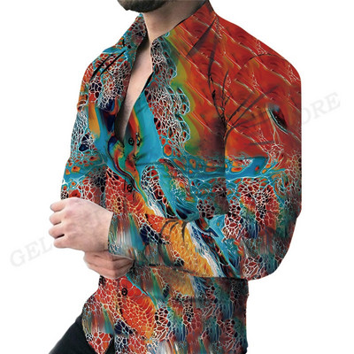 Havajske košulje Harajuku Muška modna košulja dugih rukava Bluza za plažu Muška odjeća Bluze za zanimanje Cvjetne majice na rukavima Ulična odjeća