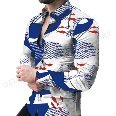 Havajske košulje Harajuku Muška modna košulja dugih rukava Bluza za plažu Muška odjeća Bluze za zanimanje Cvjetne majice na rukavima Ulična odjeća