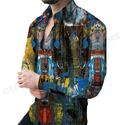 Havajske košulje Harajuku Muška modna košulja dugih rukava Bluza za plažu Muška odjeća Bluze za zanimanje Cvjetne majice na rukavima Ulična odjeća