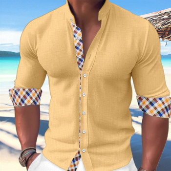 Пролетно-лятна риза Мъжка модна ежедневна риза с шевове на копчета Дизайнерски дизайн Хавайски семпъл удобен мек материал Ново
