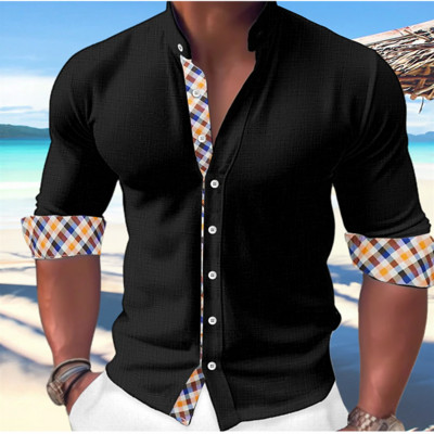 Košulja proljeće ljeto muška moda ležerna s šivanjem gumba na pruge Dizajnerski dizajn Hawaii Jednostavan, udoban, mekani materijal Novo