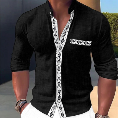 Košulja proljeće ljeto muška moda ležerna s šivanjem gumba na pruge Dizajnerski dizajn Hawaii Jednostavan, udoban, mekani materijal Novo