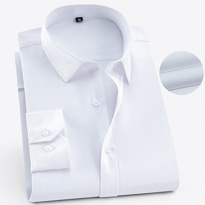 Meeste pikkade varrukatega standardse istmega Solid Basic kleit-särk, ühe plaastri taskuga ametlik äritöö Klassikalised kontoritriibulised särgid