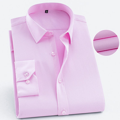 Meeste pikkade varrukatega standardse istmega Solid Basic kleit-särk, ühe plaastri taskuga ametlik äritöö Klassikalised kontoritriibulised särgid