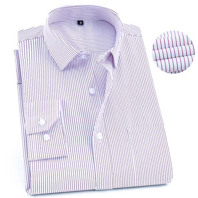 Meeste pikkade varrukatega standardse istmega Solid Basic kleit-särk, ühe plaastri taskuga ametlik äritöö Klassikalised kontoritriibulised särgid