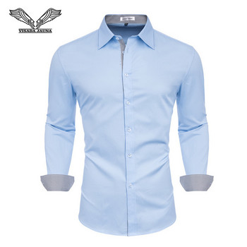 100% памук Мъжки ризи Camisa Masculina Мъжка риза с дълъг ръкав Мъжка корейска тънка официална ежедневна мъжка риза Големи размери Горна част