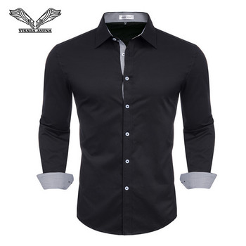 100% памук Мъжки ризи Camisa Masculina Мъжка риза с дълъг ръкав Мъжка корейска тънка официална ежедневна мъжка риза Големи размери Горна част