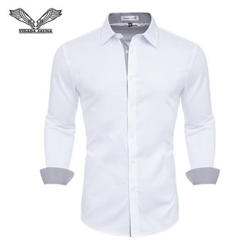 100% памук Мъжки ризи Camisa Masculina Мъжка риза с дълъг ръкав Мъжка корейска тънка официална ежедневна мъжка риза Големи размери Горна част