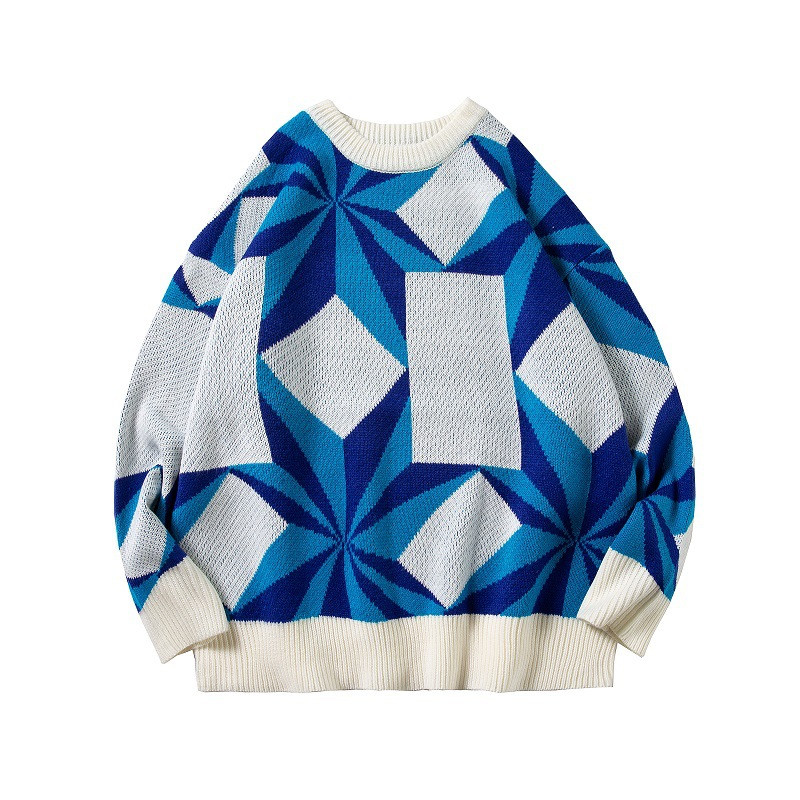 Lahe meeste kampsun, moodne lapiline muster, trükitud O-kaelusega pikkade varrukatega kevadine vabaaja õues riietus lahtine Korea kampsun, Unisex