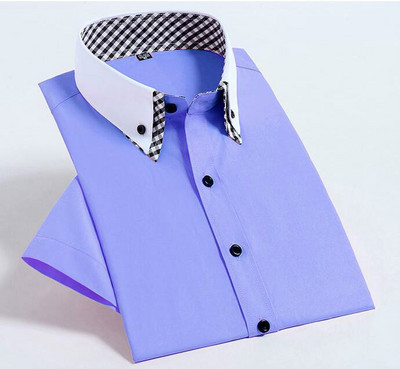 Kvaliteetne Diamond Meeste lühikeste varrukatega särk, nööp, valge ametlik, soliidne ruuduline kleit-särgid, särgid, õhukesed, vabaaja rõivad Camisa Masculina