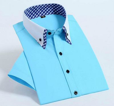 Kvaliteetne Diamond Meeste lühikeste varrukatega särk, nööp, valge ametlik, soliidne ruuduline kleit-särgid, särgid, õhukesed, vabaaja rõivad Camisa Masculina