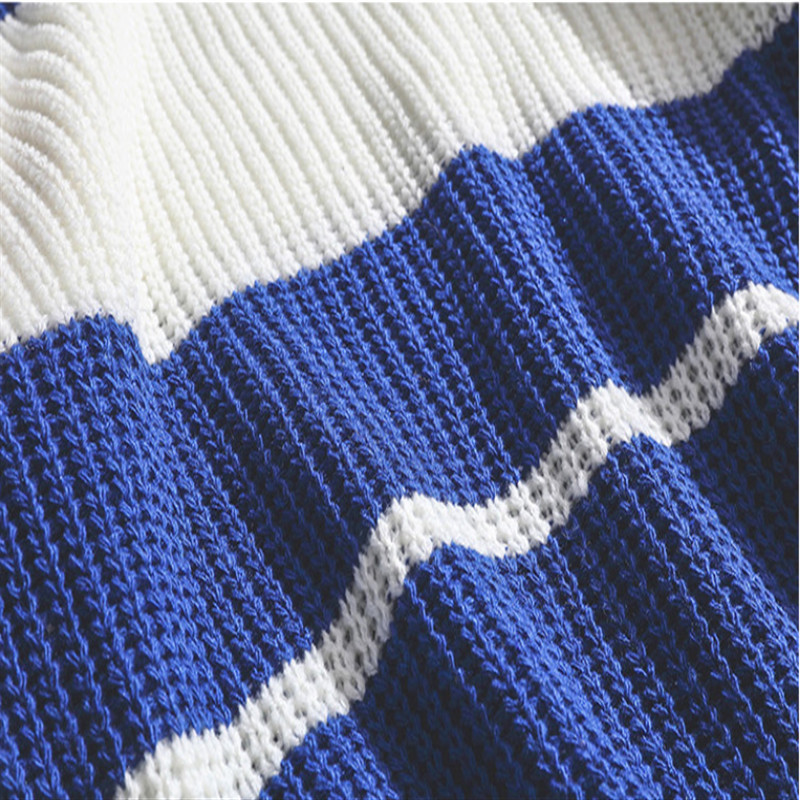 Ανδρικό πουλόβερ με ριγέ πουλόβερ με λαιμόκοψη Κορεάτικο μακρυμάνικο κλασικό πουλόβερ Κορυφαίο φθινόπωρο, χειμερινό, ποιοτικό πουλόβερ γραφείου για ζευγάρι