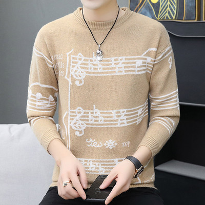 Pleteni pulover Muški pulover Lazy Style Modni pamuk s O-izrezom Jesenska ležerna široka odjeća Note pulover Muški ulični puloveri