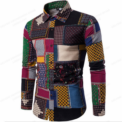 Etničke košulje Muška modna košulja dugih rukava Havajske košulje Cuba Bluza za plažu Muška odjeća Vocation Camisas Muška odjeća