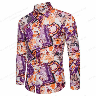 Etničke košulje Muška modna košulja dugih rukava Havajske košulje Cuba Bluza za plažu Muška odjeća Vocation Camisas Muška odjeća