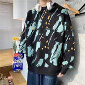 Cool Man πουλόβερ Μόδα με βαμμένα πουλόβερ Άνοιξη σε εξωτερικούς χώρους Casual χαλαρά ρούχα Streetwear Vintage επώνυμα ανδρικά πλεκτά πουλόβερ