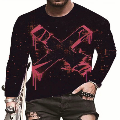 Evil Horror Style Meeste 3D T-särgid Suuremõõdulised pikkade varrukatega 3D Prindiga gooti topsid 6XL Suures suuruses Lahtised vabaaja Sügisese O-kaelusega T-särgid
