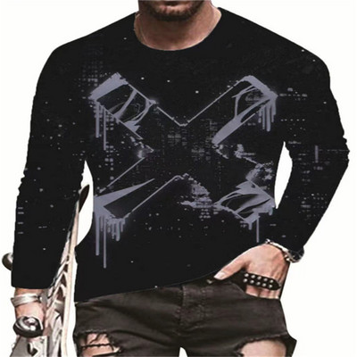 Evil Horror Style Meeste 3D T-särgid Suuremõõdulised pikkade varrukatega 3D Prindiga gooti topsid 6XL Suures suuruses Lahtised vabaaja Sügisese O-kaelusega T-särgid