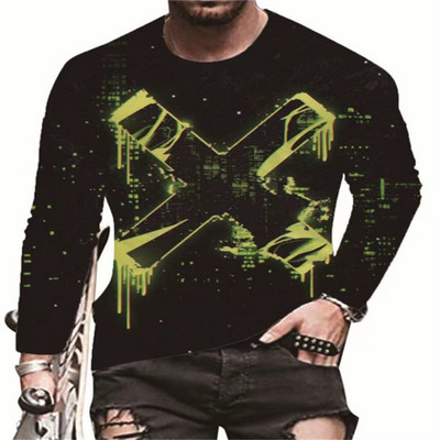 Evil Horror Style Meeste 3D T-särgid Suuremõõdulised pikkade varrukatega 3D Prindiga gooti topsid 6XL Suures suuruses Lahtised vabaaja Sügisese O-kaelusega T-särgid