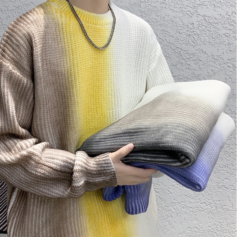 Hip Hop meeste kampsun Gradual Change Mood Pullover Lazy Style Harajuku Riietus Kevadised avarad džemprid Koolimehe Kootud Kampsun