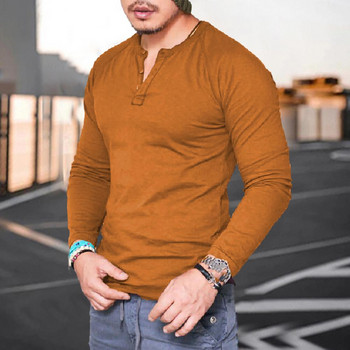 Ανδρικό πουλόβερ με κουμπιά φθινοπωρινής άνοιξης Μαλακό μακρύ μανίκι, λεπτή εφαρμογή, λεπτό casual, μεσαίου μήκους, χειμερινό μπλουζάκι με πάτο ανδρικά ρούχα