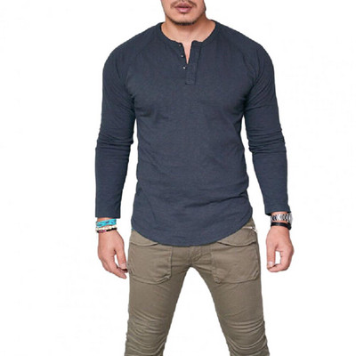 Meeste sügiskevadine nööbiga pullover Pehme pikkade varrukatega, õhuke, vaba keskmise pikkusega, talve alumine T-särk meeste riided