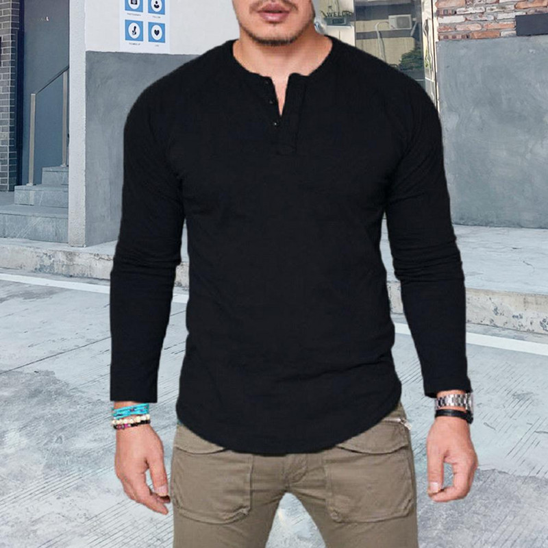 Meeste sügiskevadine nööbiga pullover Pehme pikkade varrukatega, õhuke, vaba keskmise pikkusega, talve alumine T-särk meeste riided