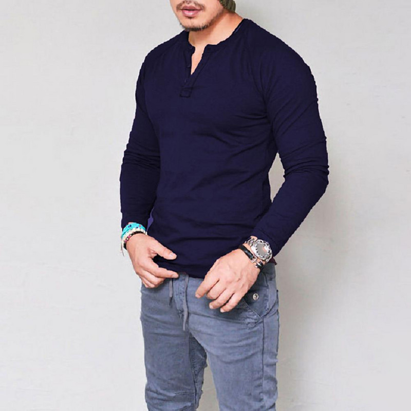 Meeste sügiskevadine nööbiga pullover Pehme pikkade varrukatega, õhuke, vaba keskmise pikkusega, talve alumine T-särk meeste riided