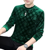 Ανδρικό φθινοπωρινό και χειμώνα Νέα τάση μόδας με στρογγυλή λαιμόκοψη Casual μακρυμάνικο πουλόβερ μπλουζάκι