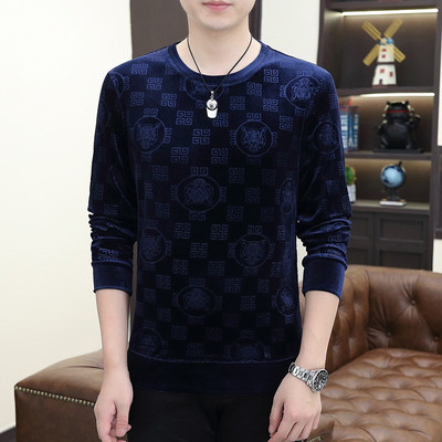 Ανδρικό φθινοπωρινό και χειμώνα Νέα τάση μόδας με στρογγυλή λαιμόκοψη Casual μακρυμάνικο πουλόβερ μπλουζάκι