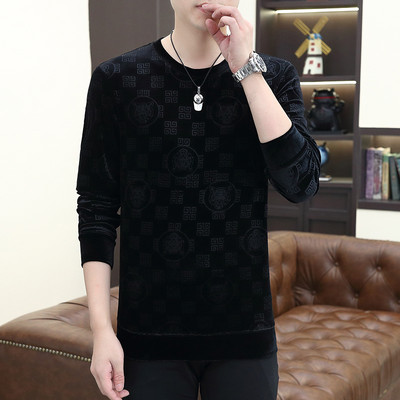 Ανδρικό φθινοπωρινό και χειμώνα Νέα τάση μόδας με στρογγυλή λαιμόκοψη Casual μακρυμάνικο πουλόβερ μπλουζάκι