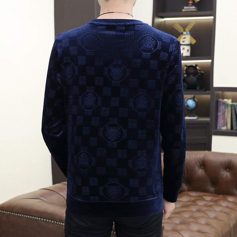 Ανδρικό φθινοπωρινό και χειμώνα Νέα τάση μόδας με στρογγυλή λαιμόκοψη Casual μακρυμάνικο πουλόβερ μπλουζάκι