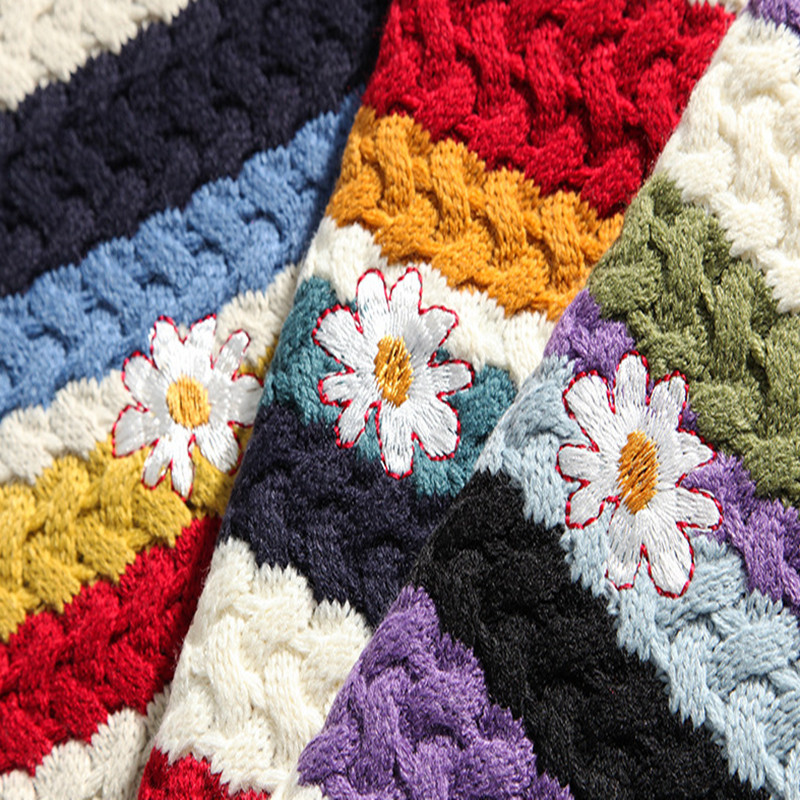 Pleteni pulover Muški pulover Modni O-izrez Cvijeće Prugasta odjeća Jesen Zima Opušteni ležerni preveliki pulover Muški puloveri