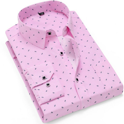 Ανδρικά casual εμπριμέ μακρυμάνικα πουκάμισα με λεπτή εφαρμογή Ανδρικό κοινωνικό επαγγελματικό πουκάμισο μόδας Ανδρικά ρούχα Απαλό πουκάμισο παραλίας