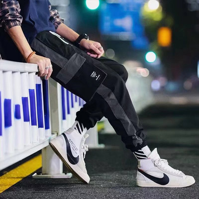 Klasikinė gatvės apranga Laisvalaikio vyrų juostelės Haremas Bėgiojimas Kelnės Vyriškos Slim Fit Spring Cargo Kelnės Daugiakišenės Moteriškos Kelnės Jo