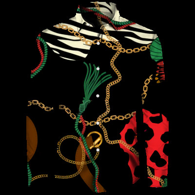 Luksuzne muške košulje, modni pozlaćeni lanac, 3D printane majice dugih rukava, košulja s otvorenim ovratnikom i kopčanjem, bluze za klubske zabave