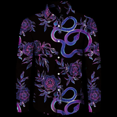 Luksuzne muške košulje, modni pozlaćeni lanac, 3D printane majice dugih rukava, košulja s otvorenim ovratnikom i kopčanjem, bluze za klubske zabave