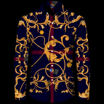 Luksuzne muške košulje, modni pozlaćeni lanac, 3D printane majice dugih rukava, košulja s otvorenim ovratnikom i kopčanjem, bluze za klubske zabave