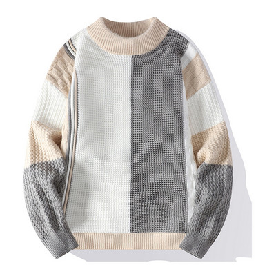 Meeste Mood Triibuline Pullover Kampsun Kootud Pehme Talve Kaabel Koo Soe värvi Joped Tänavarõivad Kapuutsiga jope