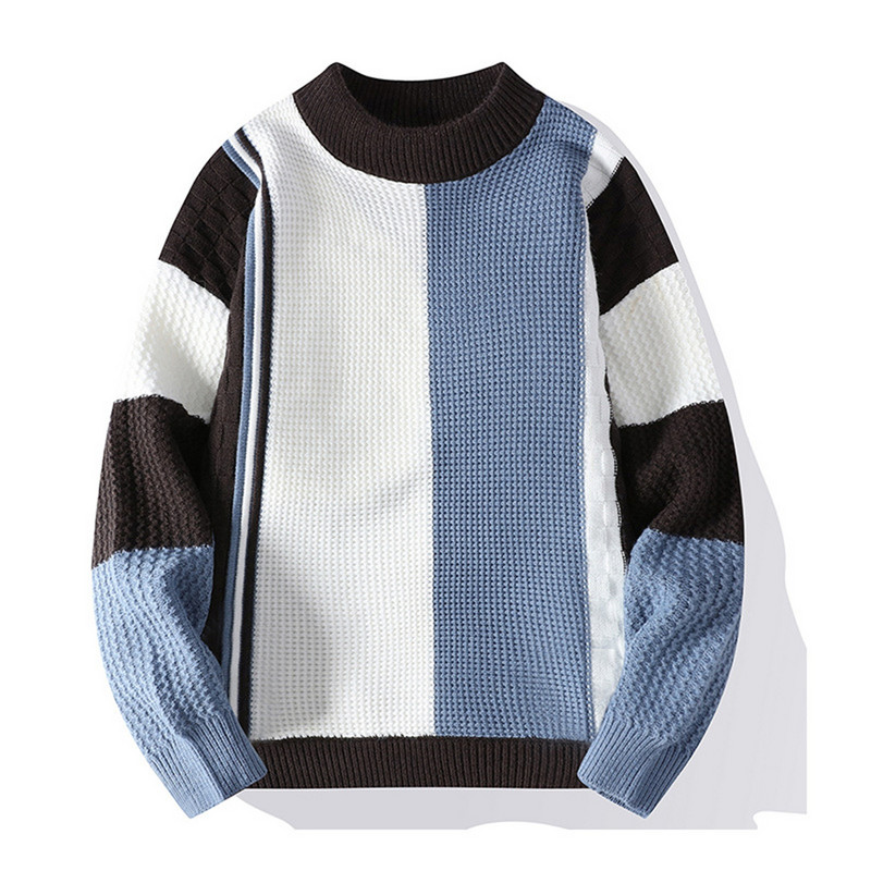 Meeste Mood Triibuline Pullover Kampsun Kootud Pehme Talve Kaabel Koo Soe värvi Joped Tänavarõivad Kapuutsiga jope