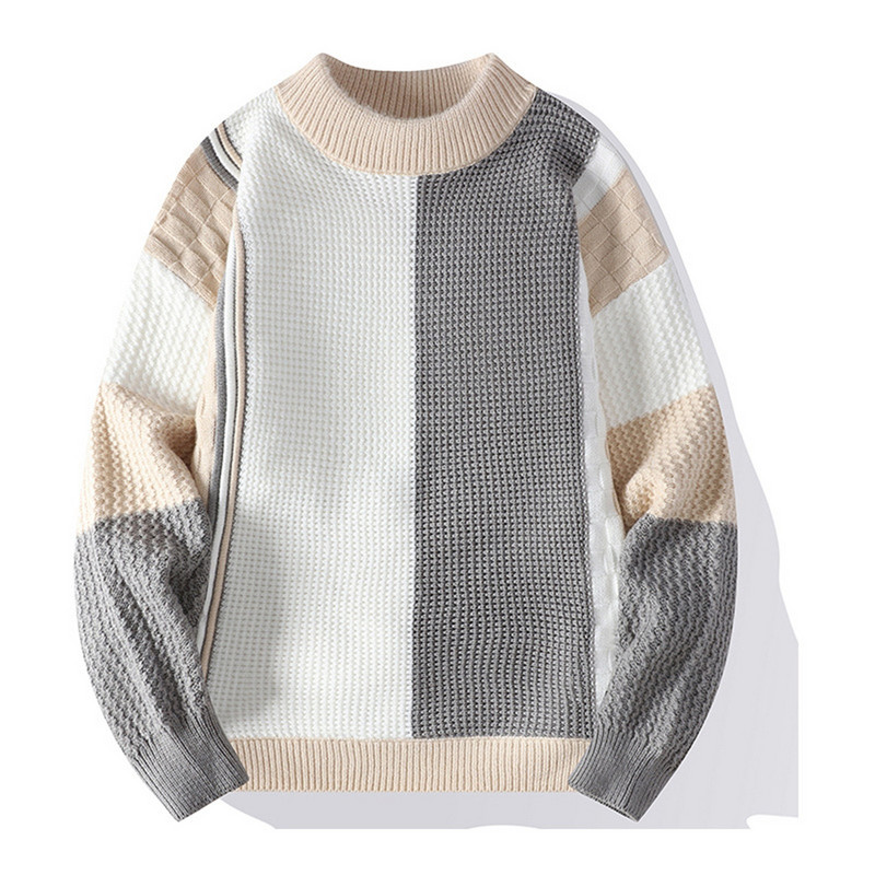 Meeste Mood Triibuline Pullover Kampsun Kootud Pehme Talve Kaabel Koo Soe värvi Joped Tänavarõivad Kapuutsiga jope