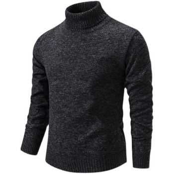 Четлива зима Дебел топъл пуловер с високо деколте Мъжки пуловер с висока яка Мъжки пуловери Slim Fit Пуловер Мъжки трикотаж Мъжки двойна яка