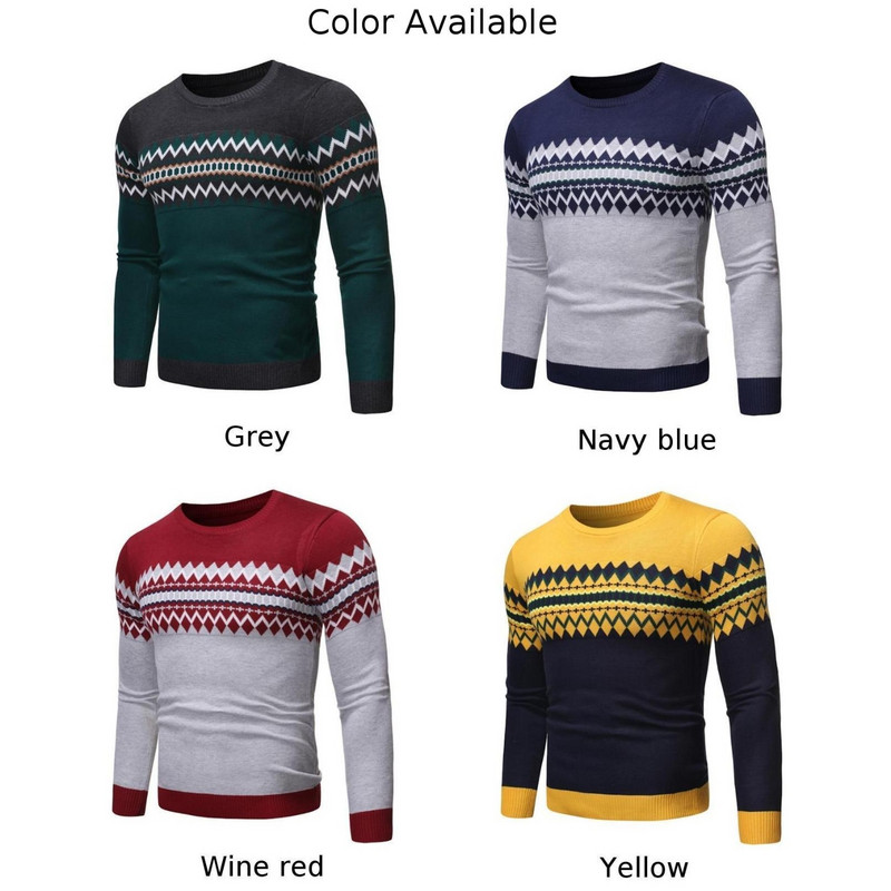 Muški zimski pulover s grafičkim printom, modni sweatshirt dugih rukava s O izrezom, novi pleteni pulover, majice, veste, muška odjeća