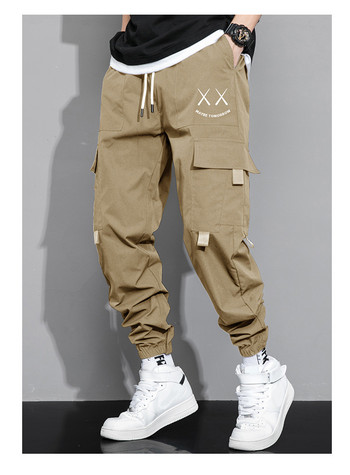 Νέο Streetwear Hip Hop Joggers Ανδρικά γράμματα Κορδέλες Cargo Παντελόνι Τσέπες Track Tactical Casual Αντρικό Παντελόνι Φούτερ X9