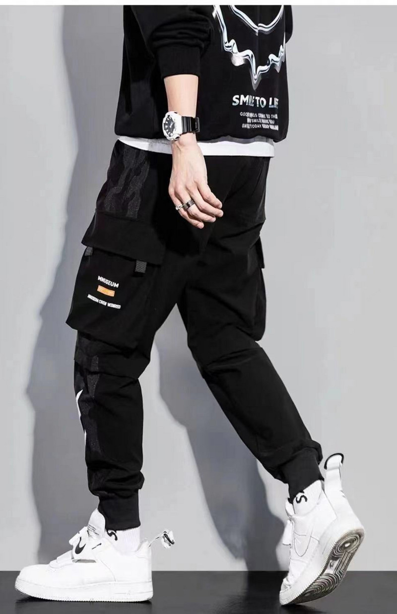 Klasične ulične ležerne hlače Muške vrpce Harem hlače za trčanje Muške uske proljetne kargo hlače Ženske hlače s više džepova J5