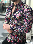 Havajske košulje s grafičkim cvjetnim motivima Muška modna košulja dugih rukava Cuba bluza za plažu Muška odjeća na jedno kopčanje