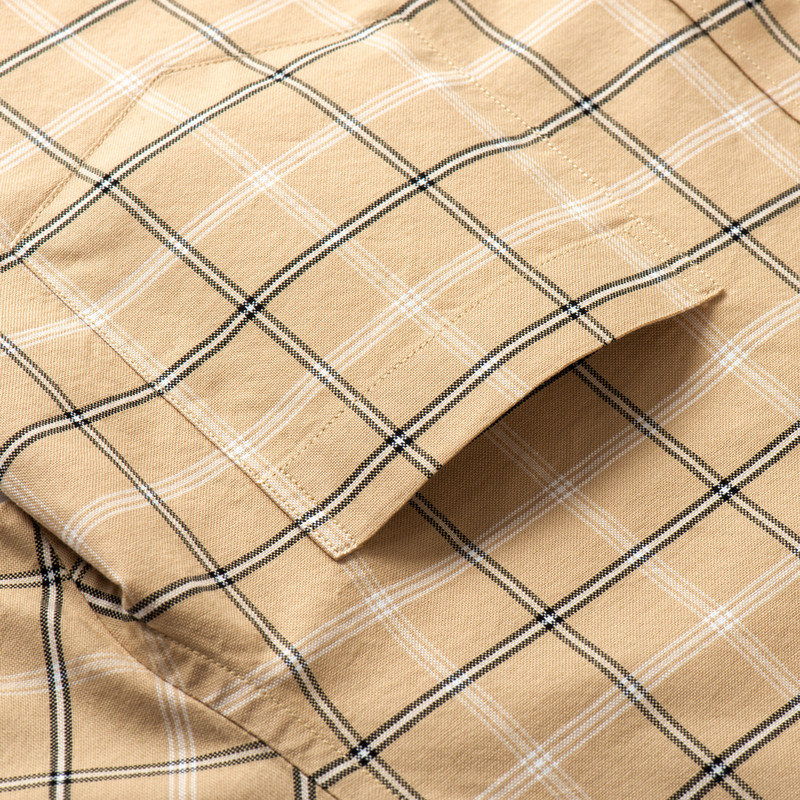 Muška karirana teška pamučna košulja dugih rukava s jednim džepom, udobne ležerne košulje na Oxford pruge standardnog kroja