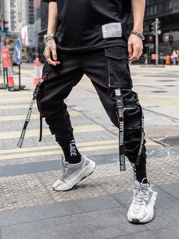 Κλασικό streetwear Hip Hop Joggers Ανδρικές κορδέλες Cargo Παντελόνι Τσέπες Track Tactical Casual Αντρικό Παντελόνι Φούτερ K111